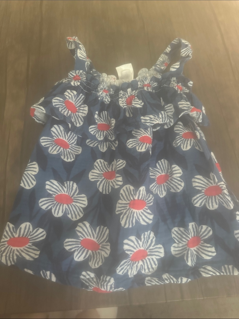 Hanna Andersson Navy Floral Tank Top with White & Red Flowers